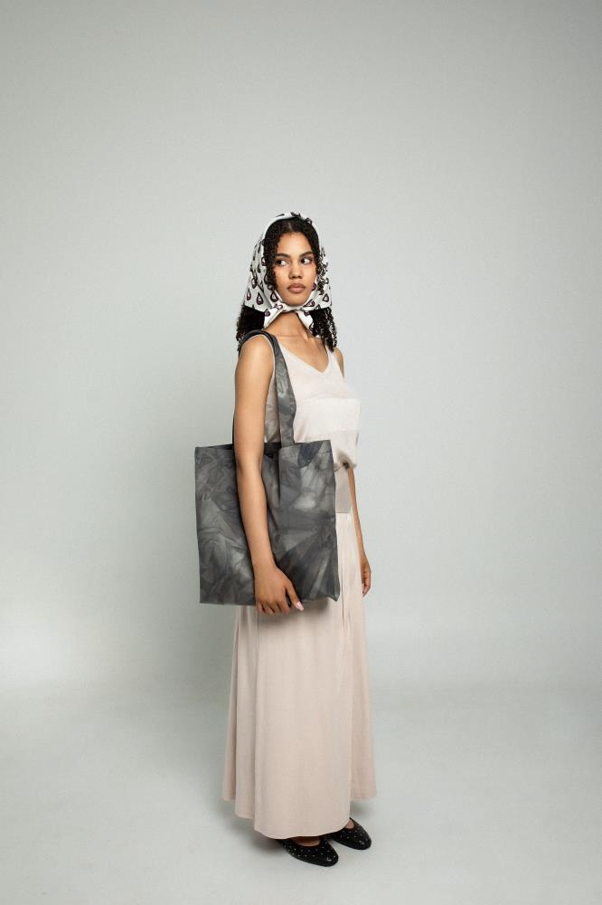 SKARELE GNEISS grey waterproof cotton TOTE-BAG, 76x46cm