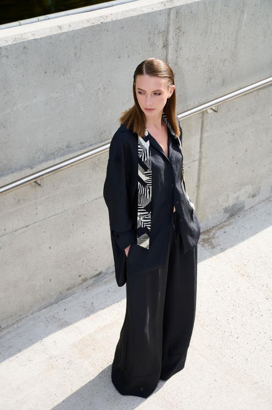 SKARELE NOTE black and white narrow silk twilly SCARF, 6x130cm