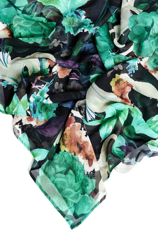 Silk Scarf Duo – BASIL + OASIS | 100% Silk Scarf Bundle