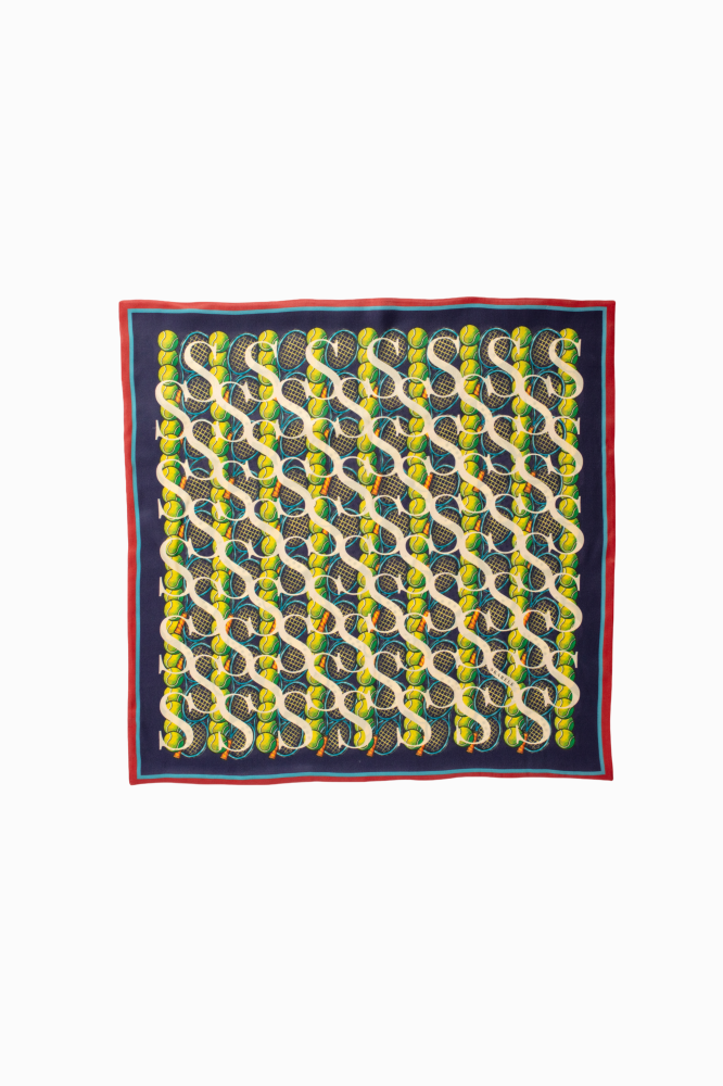 SKARELE MOVEMENT Double-Sided Dynamic Blue and Citrus Yellow Silk SCARF 65x65cm