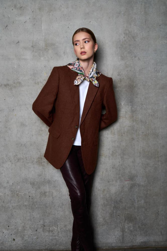 SKARELE HAZE botanical pattern matte silk SCARF, 65x65cm