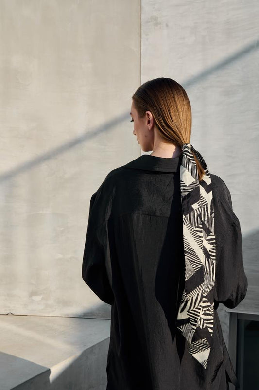 NOTE & EVENING Silk Set: Long Twilly Scarf & Mid-Size Scrunchie