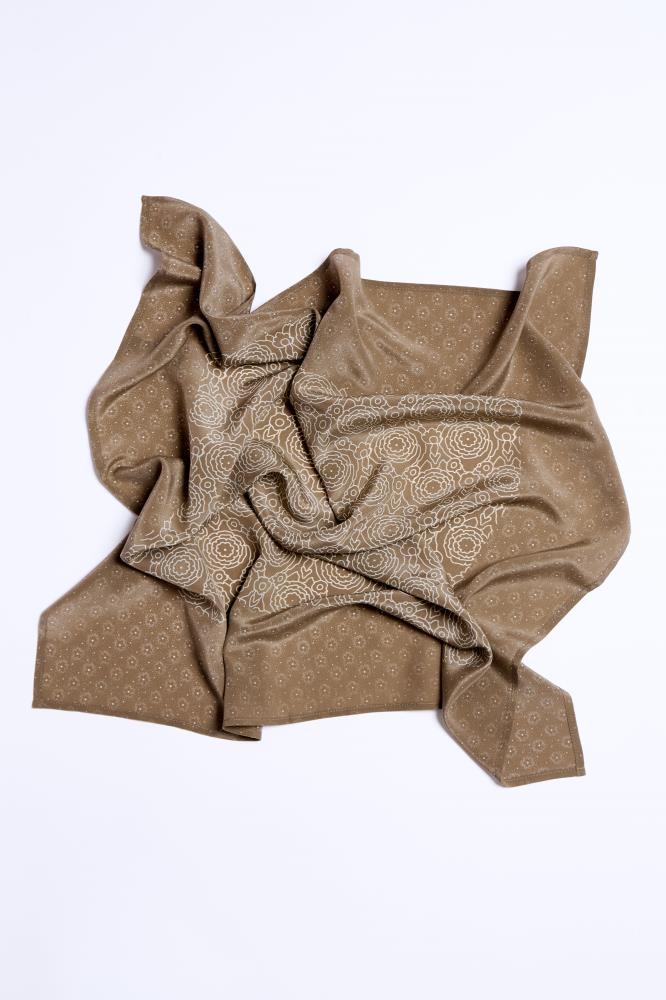 SKARELE DUNE minimalist beige silk SCARF, 65x65cm