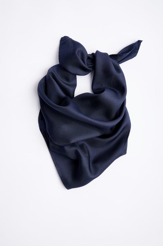 SKARELE TONKA midnight blue silk SCARF, 64x64cm