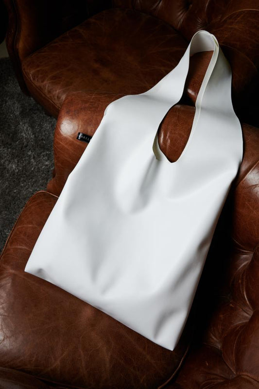 SKARELE QUARTZ white minimalist waterproof eco-leather TOTE-BAG, 41X80CM