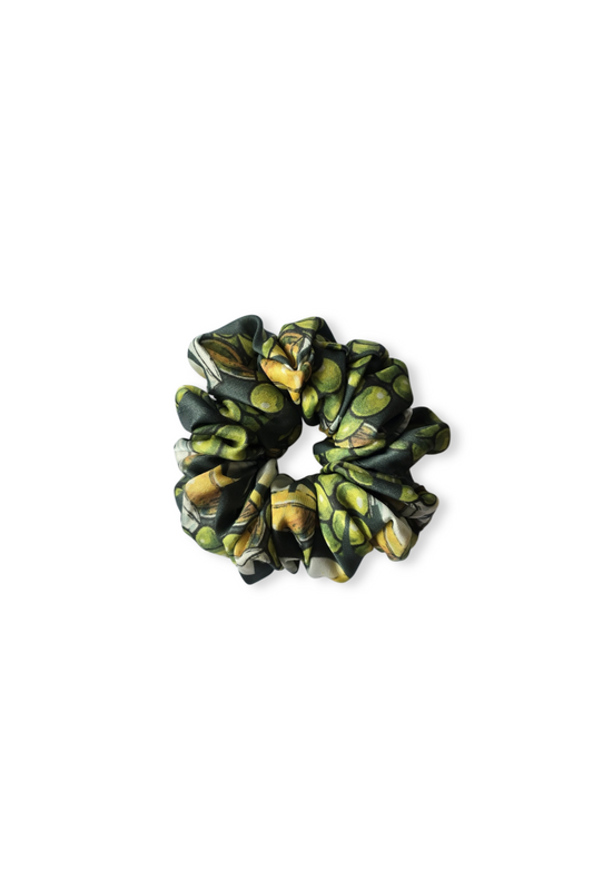 SKARELE EVENING Pistachio Green silk SCRUNCHIE, 12x5cm