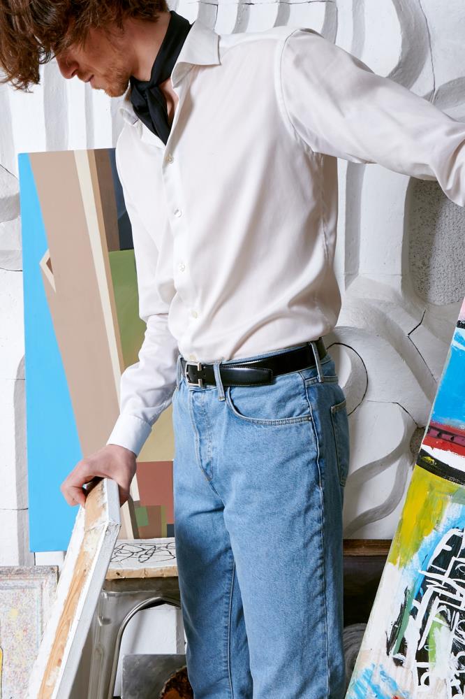 SKARELE JUNIPER minimalist navy silk SCARF, 64x64cm