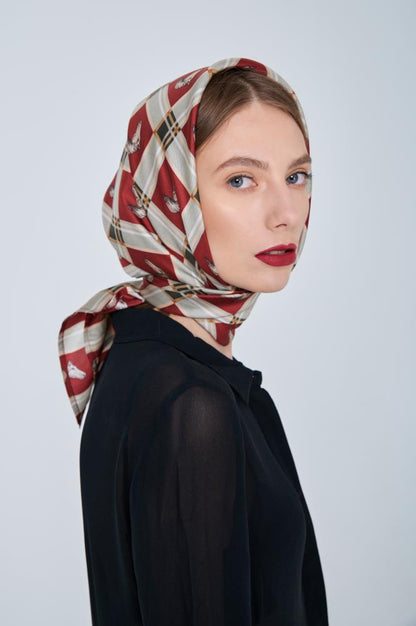 SKARELE SILK RACE scarf, 70X70CM