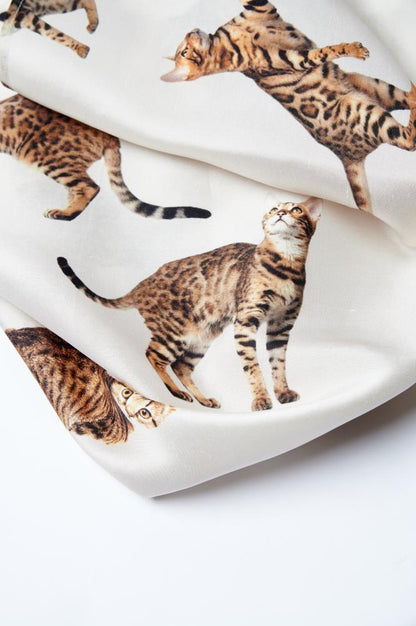 SKARELE SILK MEOW scarf, 65X65CM