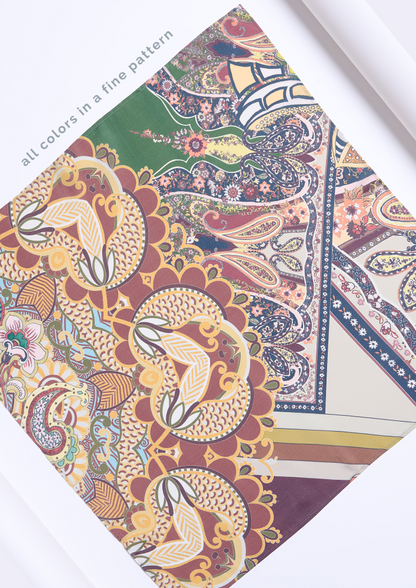 SKARELE HAZE botanical pattern matte silk SCARF, 65x65cm