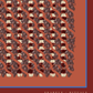 Close-up detail of the "Evening deep red" digital art print, highlighting the intricate pattern of dark grapes, wine glasses, blue accent line, and lower text "SKARELE / RITUALS - harmony of evening elegance, deep conversation, and rich stories"