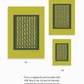 Digital art print bundle preview featuring the "Skarele / Rituals" pistachio green poster in A2, A3, and A4 ratios, with text indicating instant PDF download with no physical item shipped.