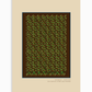 Warm beige digital poster with a blue accent frame, dark brown inner border, detailed pattern of green tea cups and leaves, featuring the lower text "SKARELE / RITUALS - glow of quiet peace, soft light, and new beginnings"