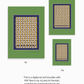 Digital art print bundle preview featuring the "Skarele / Rituals" olive green padel  poster in A2, A3, and A4 ratios, with text indicating instant PDF download with no physical item shipped