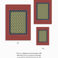 Digital art print bundle preview featuring the "Skarele / Rituals" deep red tennis racket poster in A2, A3, and A4 ratios, with text indicating instant PDF download with no physical item shipped