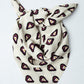 Cream viscose scarf with burgundy heart pattern