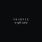 Black background with 'SKARELE e-gift card' text