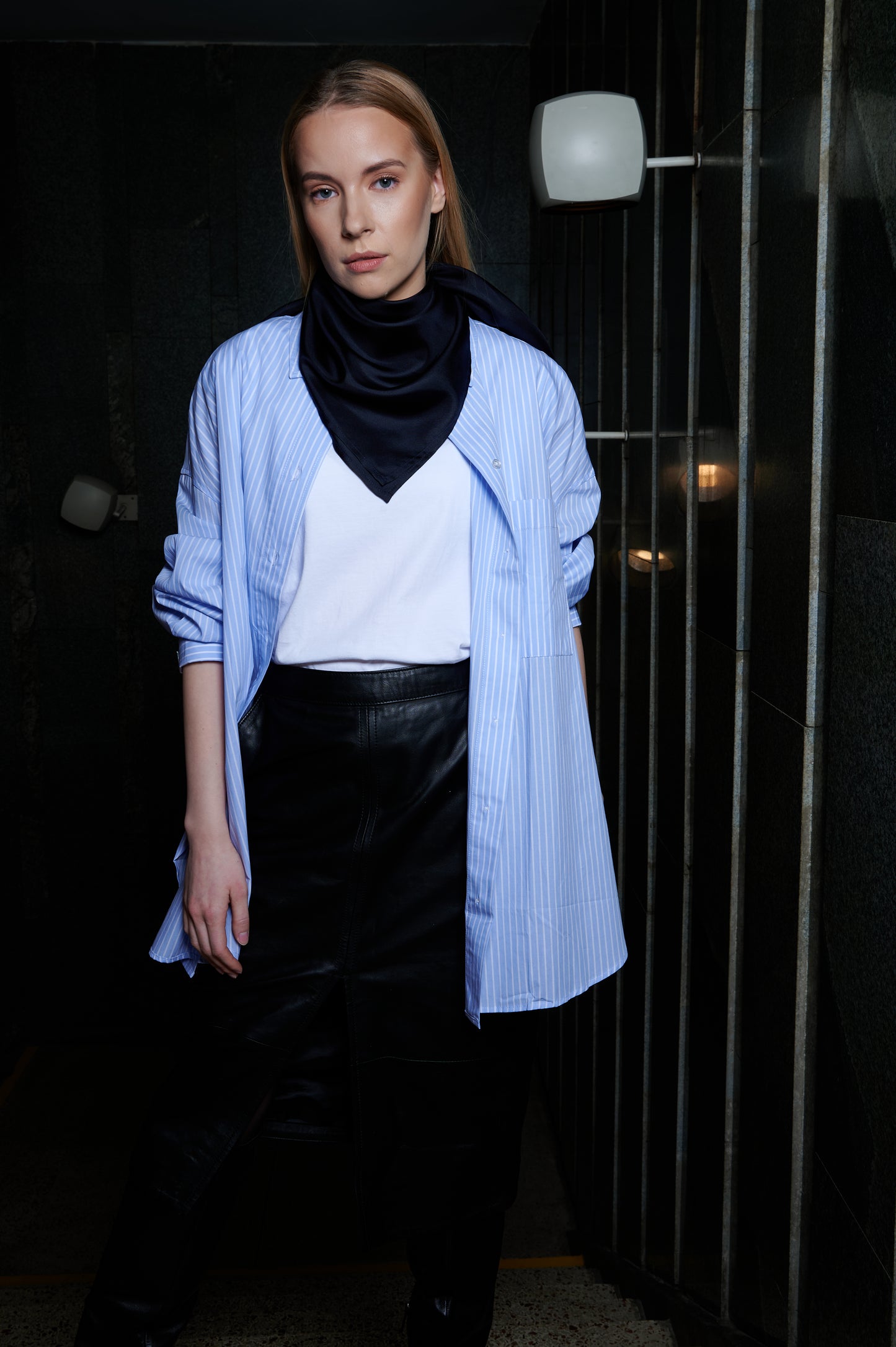 SKARELE TONKA midnight blue silk SCARF, 64x64cm