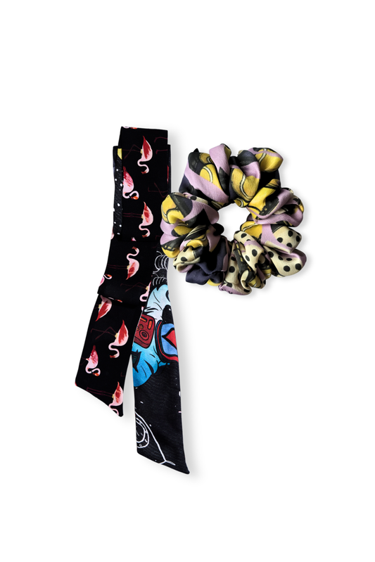 WONDER & MOVEMENT Silk Set: Long Twilly Scarf & Mid-Size Scrunchie