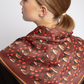 SKARELE MORNING Double-Sided Deep Brown and Bordeaux Tones Silk Scarf 65x65 cm
